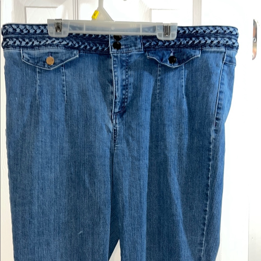 New York & Company Blue Flare Wide Leg Jeans